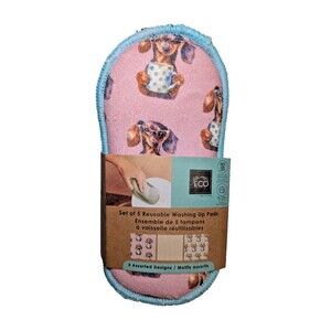 Ciroa Eco Dachshunds and Poodles Stripes 5-pc Reusable Sponge Pads Scrubby NIP